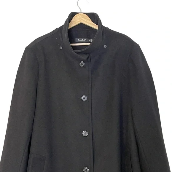 Lauren Ralph Lauren Womens Wool Blend Mock Neck Black Winter Coat Size XXL - Picture 4 of 14